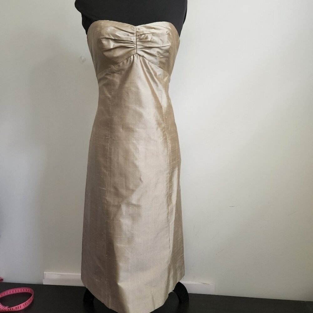 JENNY YOO | silk dress strapless Champagne Gold sz 0 - Picture 2 of 7